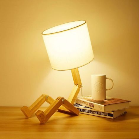 Lampe de chevet, bras et base réglables, lampe de table de chevet, lampe de lecture, abat-jour en tissu, lampe de bureau moderne (1/5)