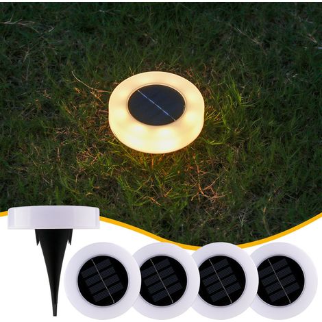 4 lampes extérieures à énergie solaire pour la pelouse, éclairage LED pour allées à encastrer dans le sol, éclairage de balcon, éclairage de jardin, éclairage de cour, lampes avec capteur de mouvement (1/5)