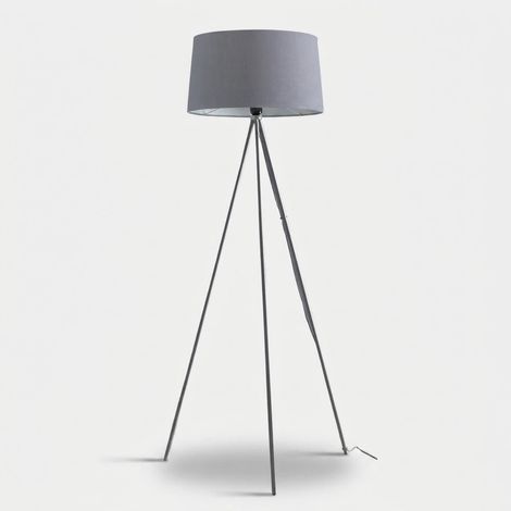 Stehlampe aus Metall mit Baumwoll-Lampenschirm Marilyn - Grau (1/2)
