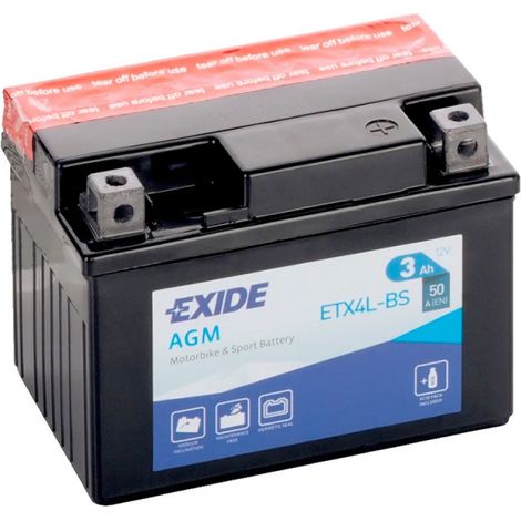 Batterie moto Exide ETX4L-BS YTX4L-BS 12v 3ah 50A