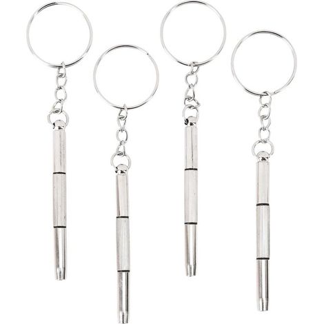 Juego de 4 mini destornilladores de precisión para gafas: juego 3 en 1 para reparar gafas de sol con llavero, ideal para gafas, monturas, relojes (1/5)