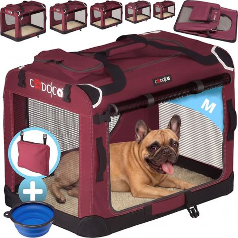 CADOCA® Hundetransportbox faltbar Katzentransportbox Transportbox Autobox Hundebox Box versch. Größen Farbwahl  M - Dunkelrot