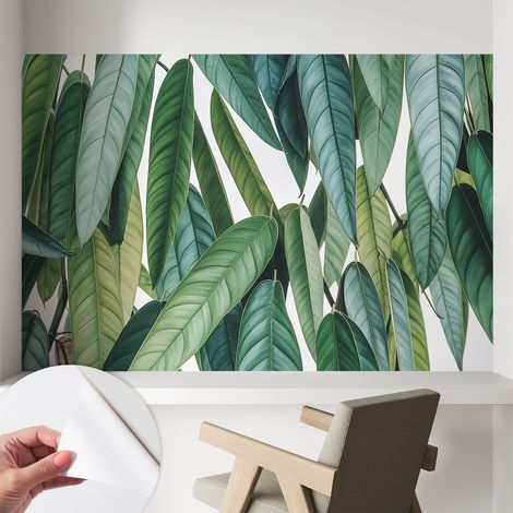 Papier peint autocollant Mural avec colle pour salon et chambre Décoration murale rapide Feuilles naturelles 104x70 cm (1/5)