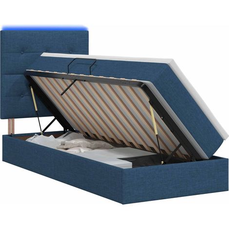 Maison Exclusive - Letto con contenitore LED e materasso Blu 100 x 200 cm Tessuto (1/5)