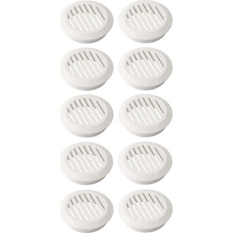 Cyclingcolors – Lot de 10 grilles d'aération rondes en plastique 49mm – Hauteur 16,5mm – Ventilation plafond et mur – Couleur blanche