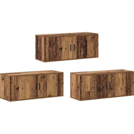 Maison Exclusive - Wand-TV-Schrank Set 3 pcs Altholz 100 x 34,5 x