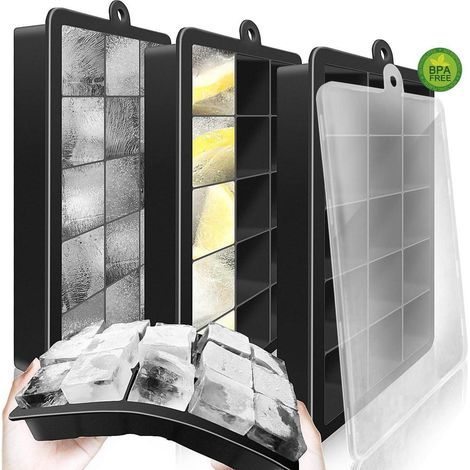 Silikon Eiswürfelform 3er-Pack flexible Eiswürfelformen Deckel BPA-frei optimal (1/5)