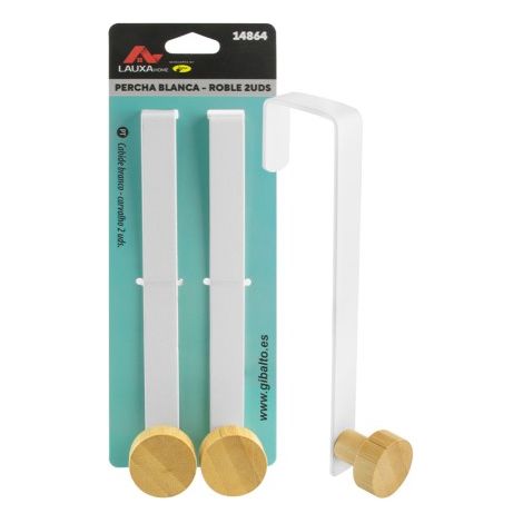 Porte-manteau suspendu Lauxa Home, lot de 2, blanc/chêne, capacité de 6 kg (1/5)