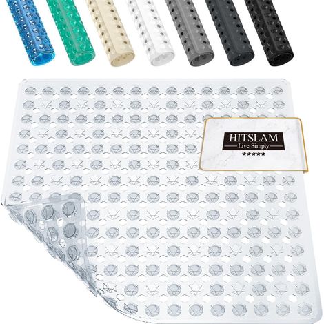 Duschmatte rutschfest 53x53cm mit Saugnäpfen, schimmelresistent, maschinenwaschbar, transparent (1/5)