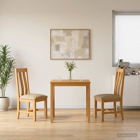 Set da pranzo 3 pz Beige Legno di Quercia Massello vidaXL (1/5)