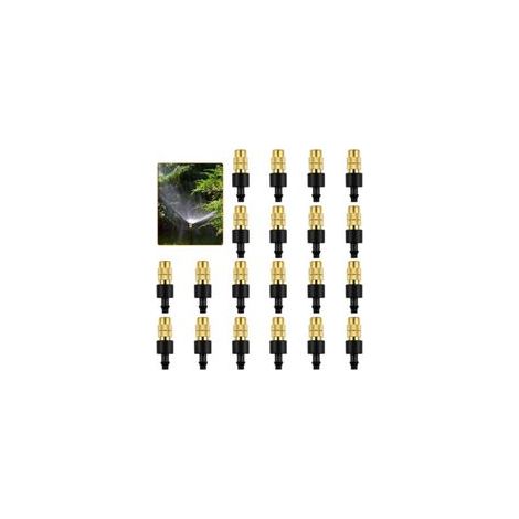 20 Pcs Buse de Pulvérisation en Laiton,Buse d'atomisation Réglable Cuivre d'Irrigation goutte Atomisation Micro Arroseur Jardin Refroidissement Équipement pour Légumes Serre de l'Arrosage des Jardins (1/4)