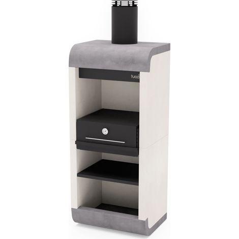 TUOZI - Barbecue fixe pour bois et charbon modèle SUD PLUS (Blanc/Gris/Noir - 81 x 60 x 220 cm) REF: 4300 - Idéal cuisine d’été extérieur (1/2)
