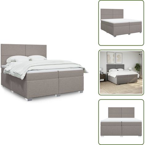 Boxspringbett mit Matratze Taupe 200x200 cm Stoff - Boxspringbett - Doppelbett - Bettsystem - Tapete - Massivholzmöbel (1/5)