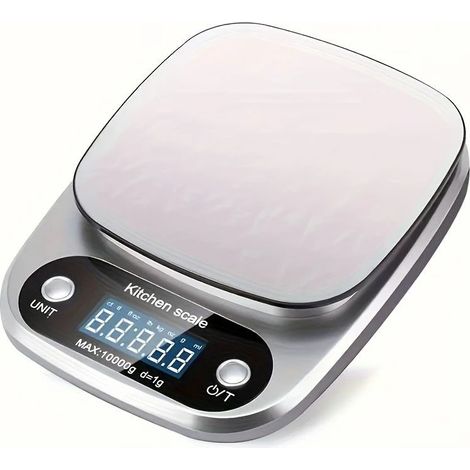 Balance de cuisine de haute précision 10 kg, électronique, pour bijoux, aliments et pâtisserie, outil de mesure multifonctionnel, pesée en grammes, écran LCD argenté-AquaForge (1/5)