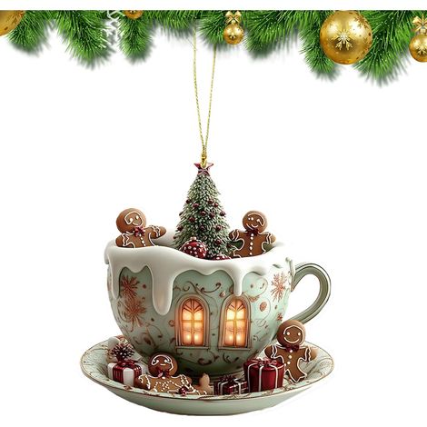 Christmas decorations: Acrylic 2D snow house pendant, acrylic keychain (1/5)
