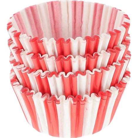 100 caissettes à muffins en papier à rayures rouges et blanches-6.5x2.7cm
