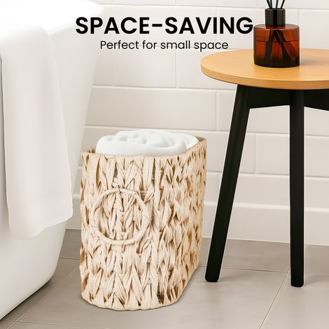Toilet Roll Storage Basket 40x16x24cm Toilet Paper Storage Containers Organizer for 6 Mega Rolls for Bathroom Storage, Free Standing Magazine & Newspaper Holders (1/5)
