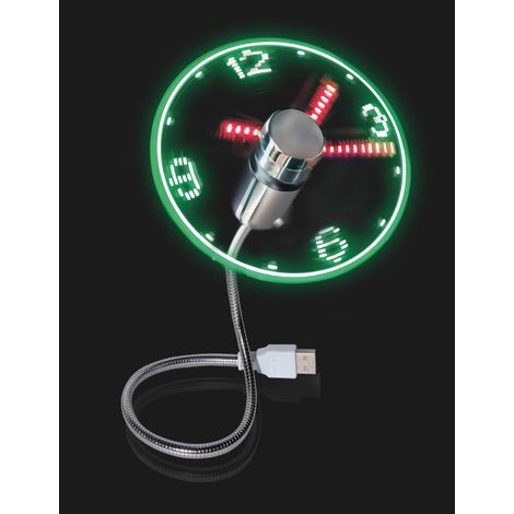 Ventilatore USB a LED, mini ventilatore a LED con orologio e collo d'oca flessibile, silenzioso ventilatore personale per laptop. (1/5)