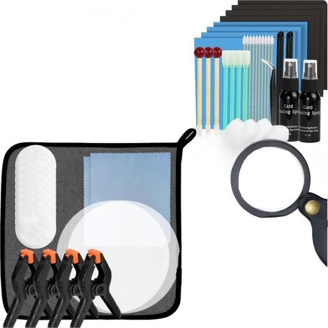 Kit de limpieza industrial de cartas: cepillo, guantes, pinzas, función de limpieza, ideal para jugadores, juegos de fiesta, kit de limpieza de cartas (no requiere crema pulidora). (1/5)