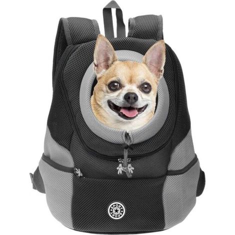 Sac dos transport chien tête hors sac respirant étanche noir M Label (1/4)