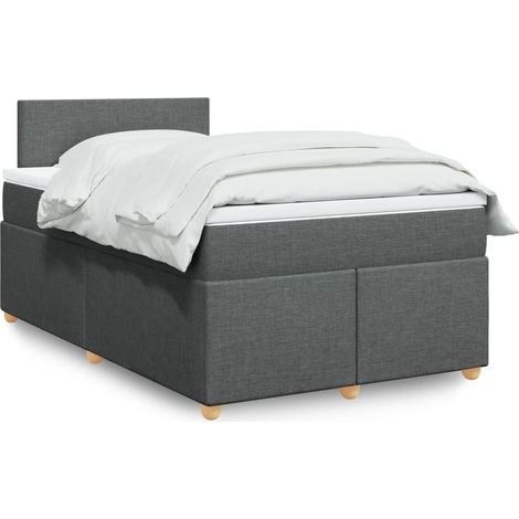 Boxspringbett mit Matratze Dunkelgrau 120x200 cm Stoff