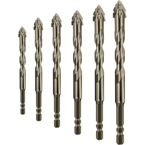 Set di 6 punte da trapano eccentriche ad alta resistenza: denti a sega a quattro taglienti, dentellate su quattro lati, multiuso (4/5/6/8/10/12 mm) (1/4)
