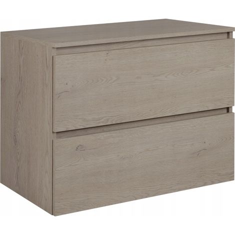 Rodan Waschbeckenunterschrank 80 cm, Eiche Dunkel, 46 x 80 x 62,3 cm, feuchtraumgeeignet, moderner Badmöbel Unterschrank