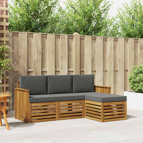 vidaXL Outdoor-Sofagarnitur mit Kissen 4 pcs Natur und Anthrazit (1/5)