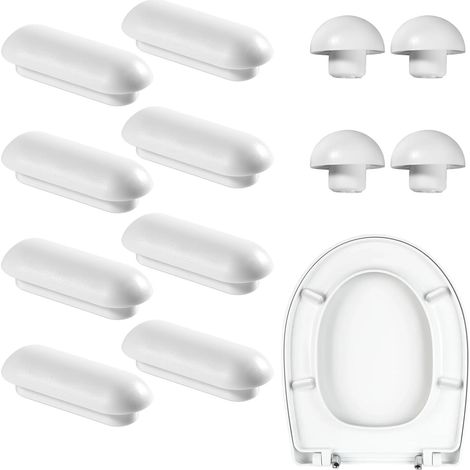 Lot de 12 tampons pour abattant de WC - Bouchons de support pour siège de toilette - Tampons de rechange - Entretoises pour lunette de WC - Pour la maison, le bureau, l'hôtel (1/5)