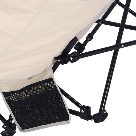 Chaise longue de plage multifonctionnelle, confortable, légère et portable, pliable avec dossier, idéale pour le camping, la terrasse et l'extérieur (beige). (1/5)