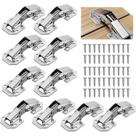 10 PCS Charniere Porte Placard/ Cuisine, 3 Pouces 90°Charniere Meuble,Charnière Invisible, Faites Correspondre la vis, Convient aux Portes D'armoires de Bureau (1/4)