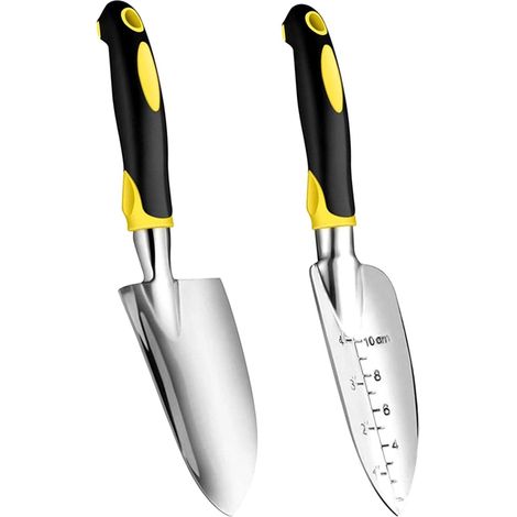 Trowel - Transplant Trowel - Cast Aluminum - Ergonomic Rubber Handle - For Soil Digging Planting Weeding - 2 Piece Set (1/5)