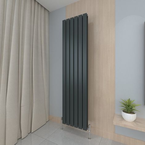 T&K Vertical Anthracite Double Radiator Flat Panel Designer 1800x408mm Modern Central Heating Rads (1/5)
