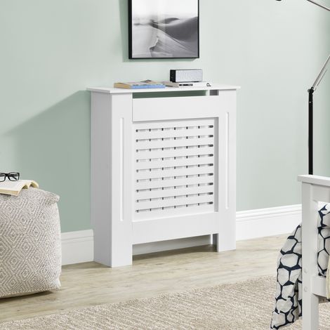 [en.casa] Cubre Radiador - 78x19x82cm - Decoración Radiator - Tapar la calefacción - MDF - Blanco