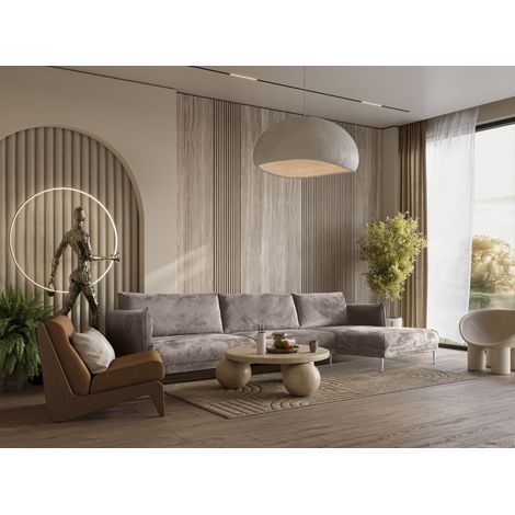 Ecksofa Designersofa MADISON Stoff Tender Way Beige Ottomane Rechts (1/5)