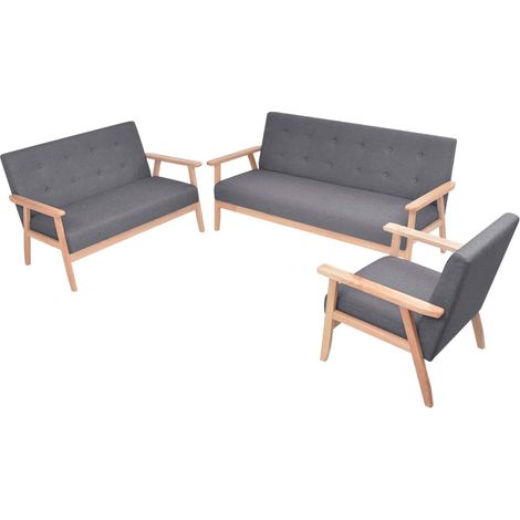 Ensemble Canapés droits 3 pcs, Canapé de relaxation Meuble de Salon, Tissu Gris foncé OIB7263E (1/5)