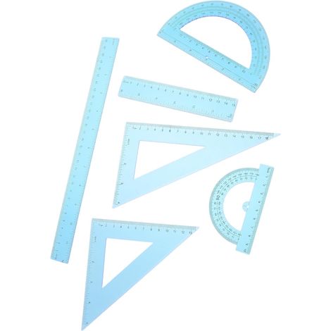 Règles en plastique bleu OUNONA pour dessiner et mesurer, angles (1/5)