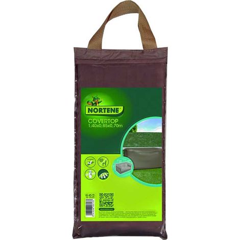 Nortene – Housse de protection pour canapé 2 places – Taupe – 140 x 85 x 70 cm – Déperlant et anti-UV – Fixation rapide avec taquet coinceur