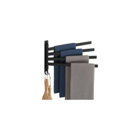 Handtuchhalter mit 4 um 180° drehbaren Stangen, Wandmontage, aus Edelstahl SUS304, ideal für Bad und Küche, mattschwarz, Schraubmontage, EGKN2520HD-4-B-Crezuo