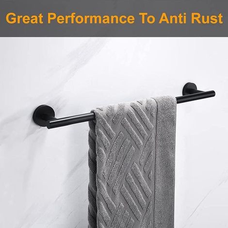 Porte-serviettes mural de 40 cm en acier inoxydable SUS304, fixation par vis, noir, pour salle de bain et cuisine (1/5)