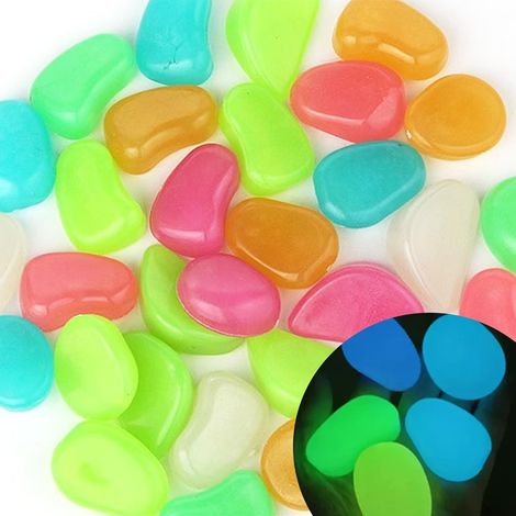 Lot de 25 Galet Lumineux, Résine 4,5 cm, Multicolore, Jardin, Aquarium