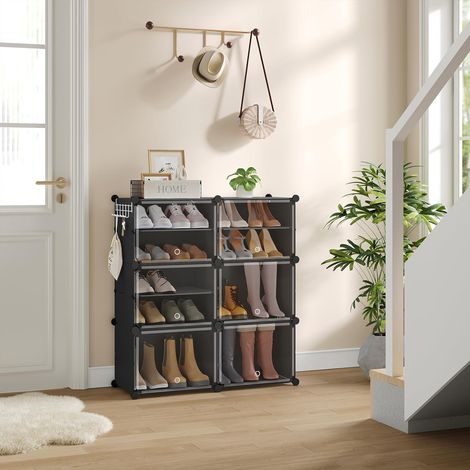 WOLTU Scarpiera 6 Scomparti Scarpe 24 Paia Salvaspazio Nero