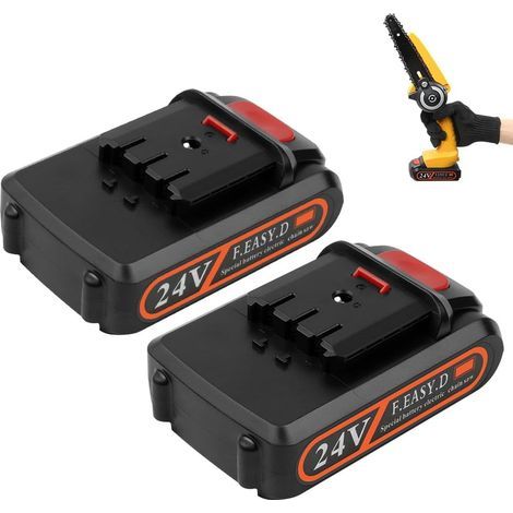Flintronic Batterie de Tronçonneuse, 2 Pièces Batterie 24v 2000mAh pour mini Tronçonneuse, Rechargeable Batterie