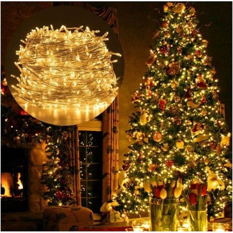 Guirlande Lumineuses Led 100M 1000Leds Extérieur, Eclairage Lumineux Décoration Noël Avec 8 Modes, Ip44 Étanche - Blanche Chaude (1/4)