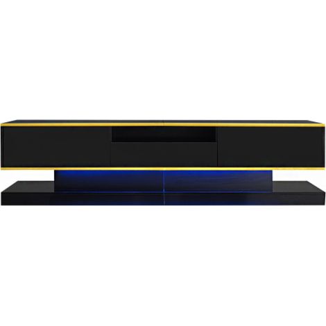 Moderner TV-Schrank mit drei Schubladen und einem offenen Fach - Hochglanz mit farbwechselnden LED-Leuchten, 1803845cm (1/5)