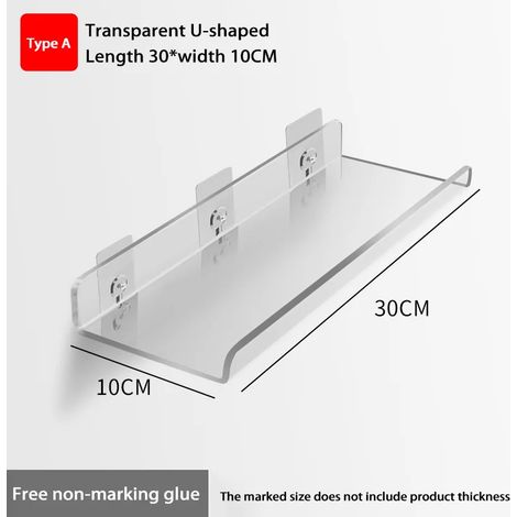 (WGYKLZWJMDKA30x10CM) Étagère de rangement auto-adhésive murale, amovible, pour salle de bain, douche, cuisine, dressing, accessoires de salle de bain (1/5)