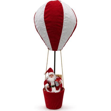 Mongolfiera di Babbo Natale 40x97cm Bianco e Rosso Decorazione Addobbo Natalizio (1/5)