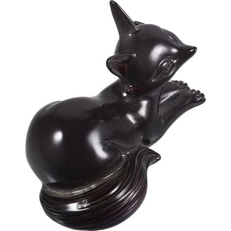 Figurine Renard pour Thé en Résine Noire, Décoration Adorable pour Bureau et Maison, Changement de Couleur Selon Température, Usage Quotidien Solide (1/5)