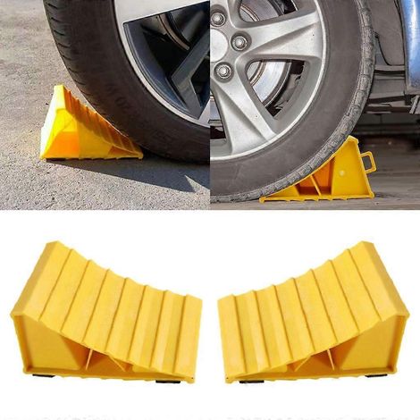 Cales de roue améliorées, pratiques et dotées de poignées, en plastique pour remorques (1/4)