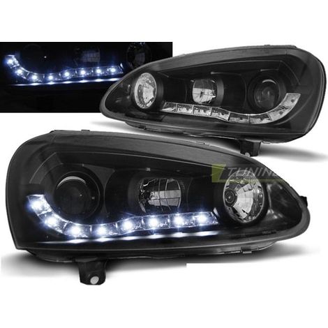 Paire de feux phares VW Golf 5 03-08 Daylight led noir-27361934